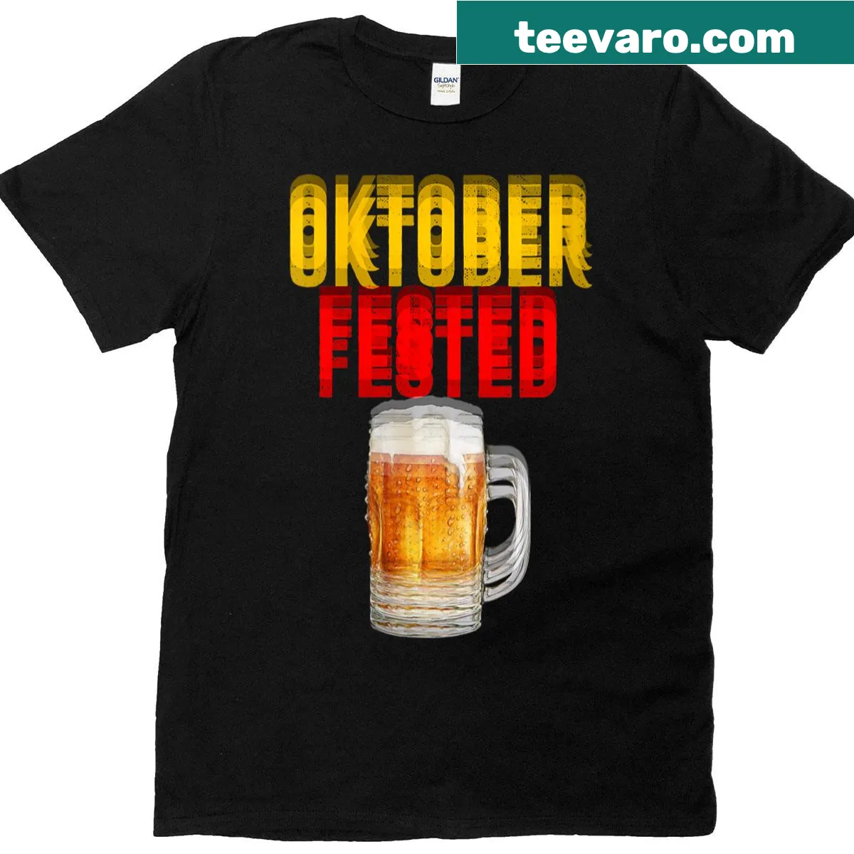 Funny beer mug graphic on an Oktoberfest-themed T-shirt — on a men's t-shirt