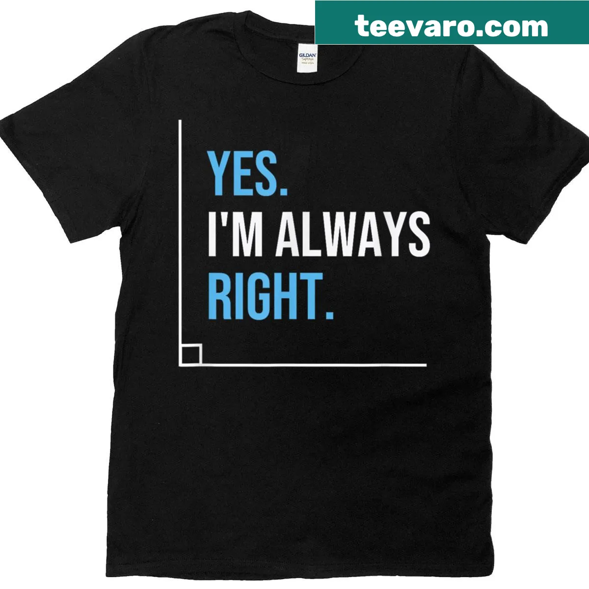 Funny math quote T-shirt: 'I'm always right' in stylish typography — on a men's t-shirt
