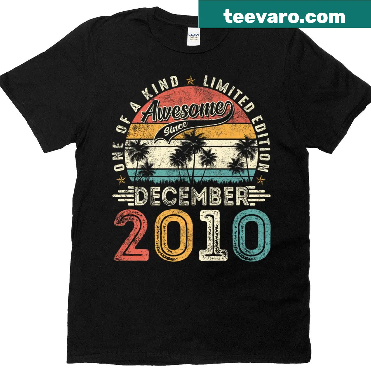 Vintage distressed T-shirt celebrating a 15th birthday in December 2010 — on a men's t-shirt