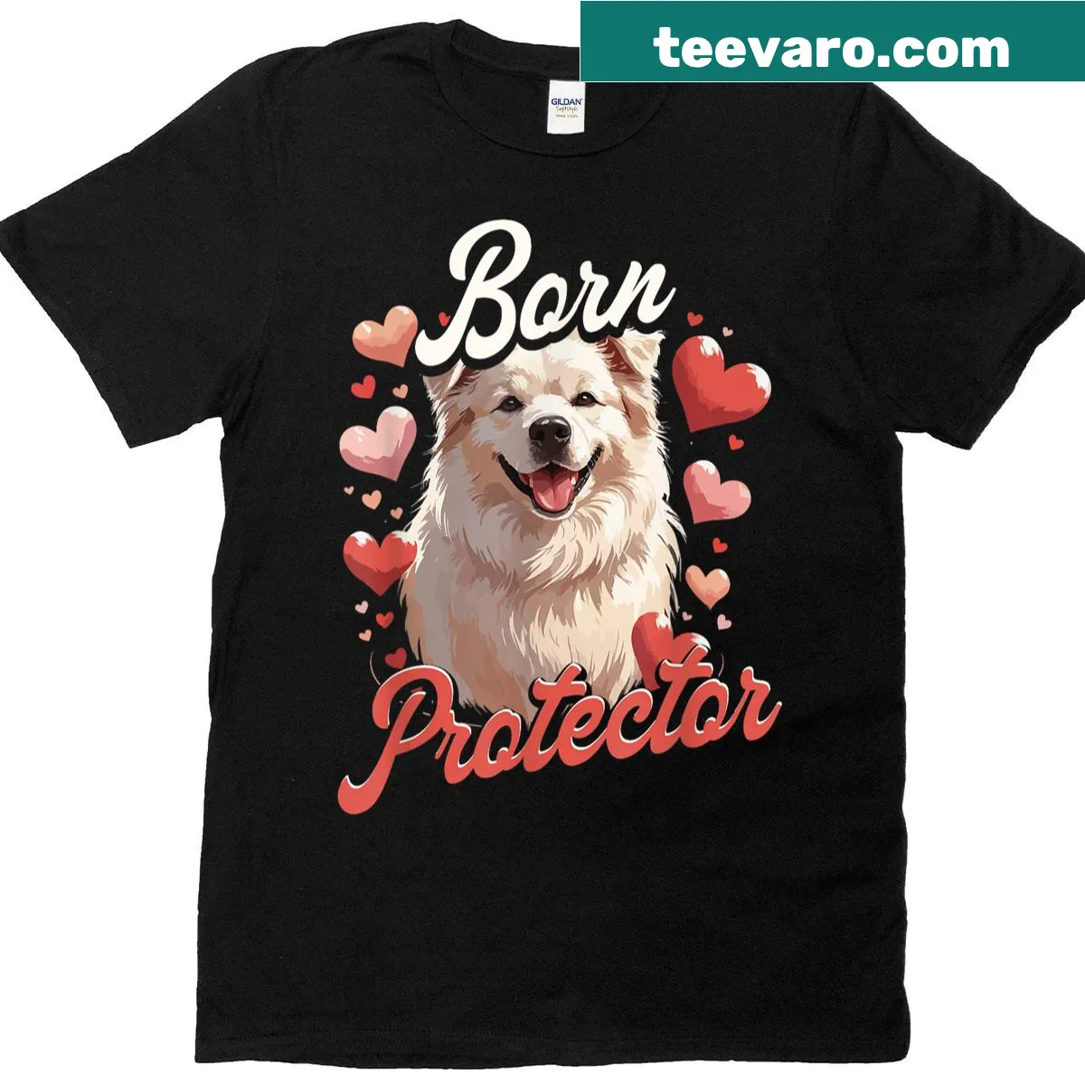 Illustration of an Alabai dog on a protective-themed T-shirt. — on a men's t-shirt