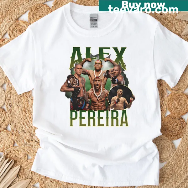 Vintage-style T-shirt honoring Alex Pereira with classic fight-themed graphics