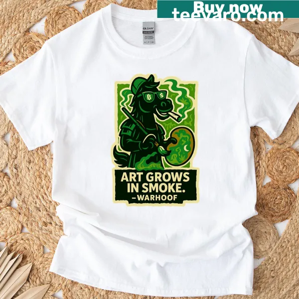 Artistic design featuring Warhoof illustration on a t-shirt