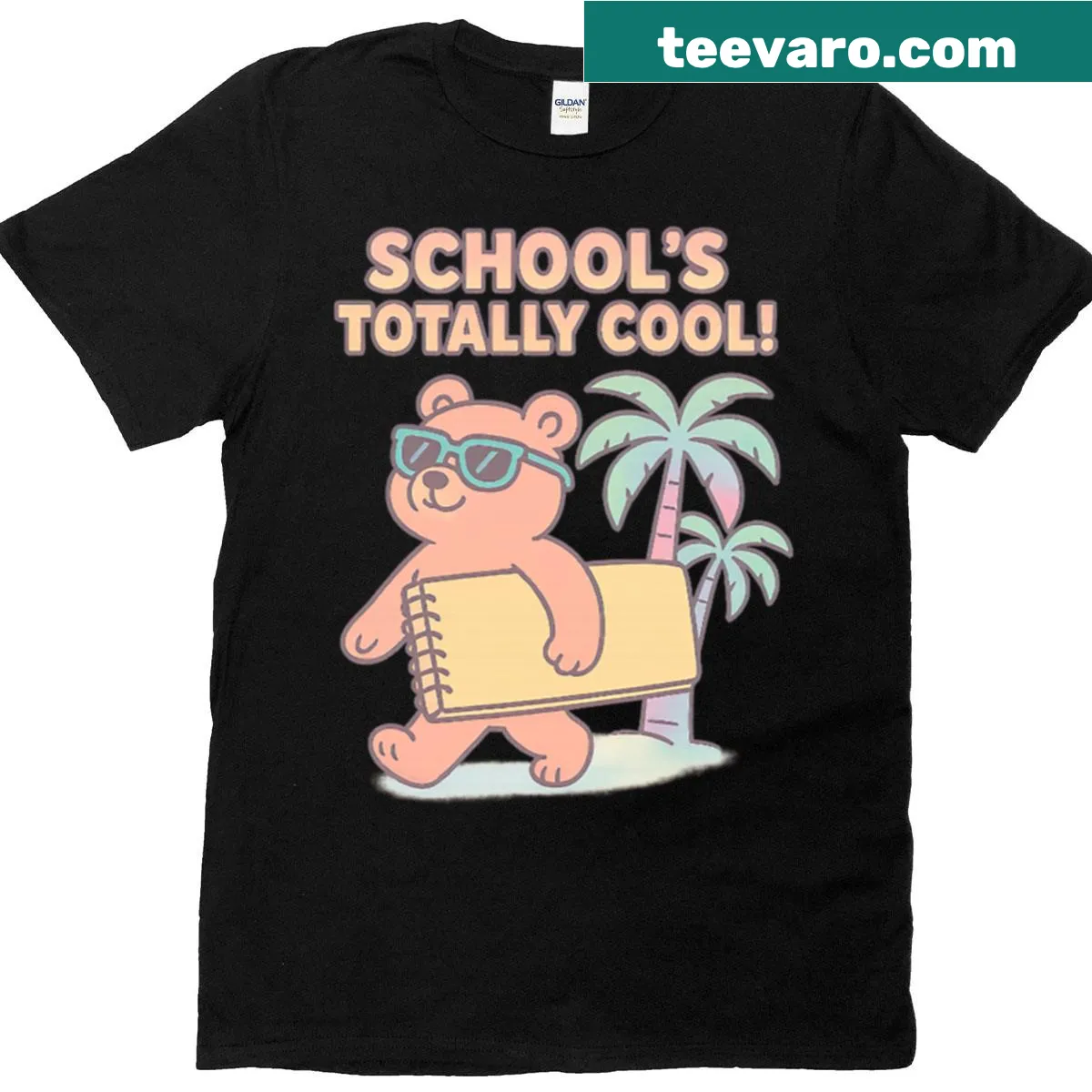 California bear illustration with 'Back To School' text on T-shirt — on a men's t-shirt