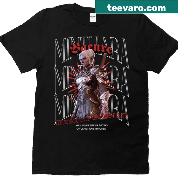 Illustration of Minthara from Baldur's Gate 3 on a t-shirt