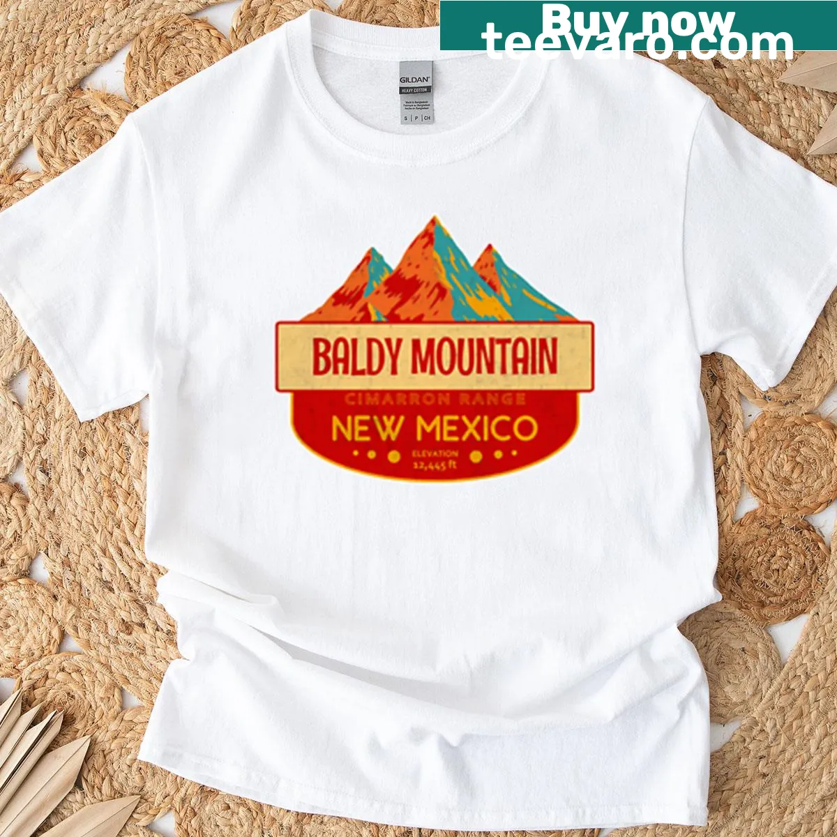 Illustration of Baldy Mountain in Cimarron Range on T-shirt — on a men's t-shirt