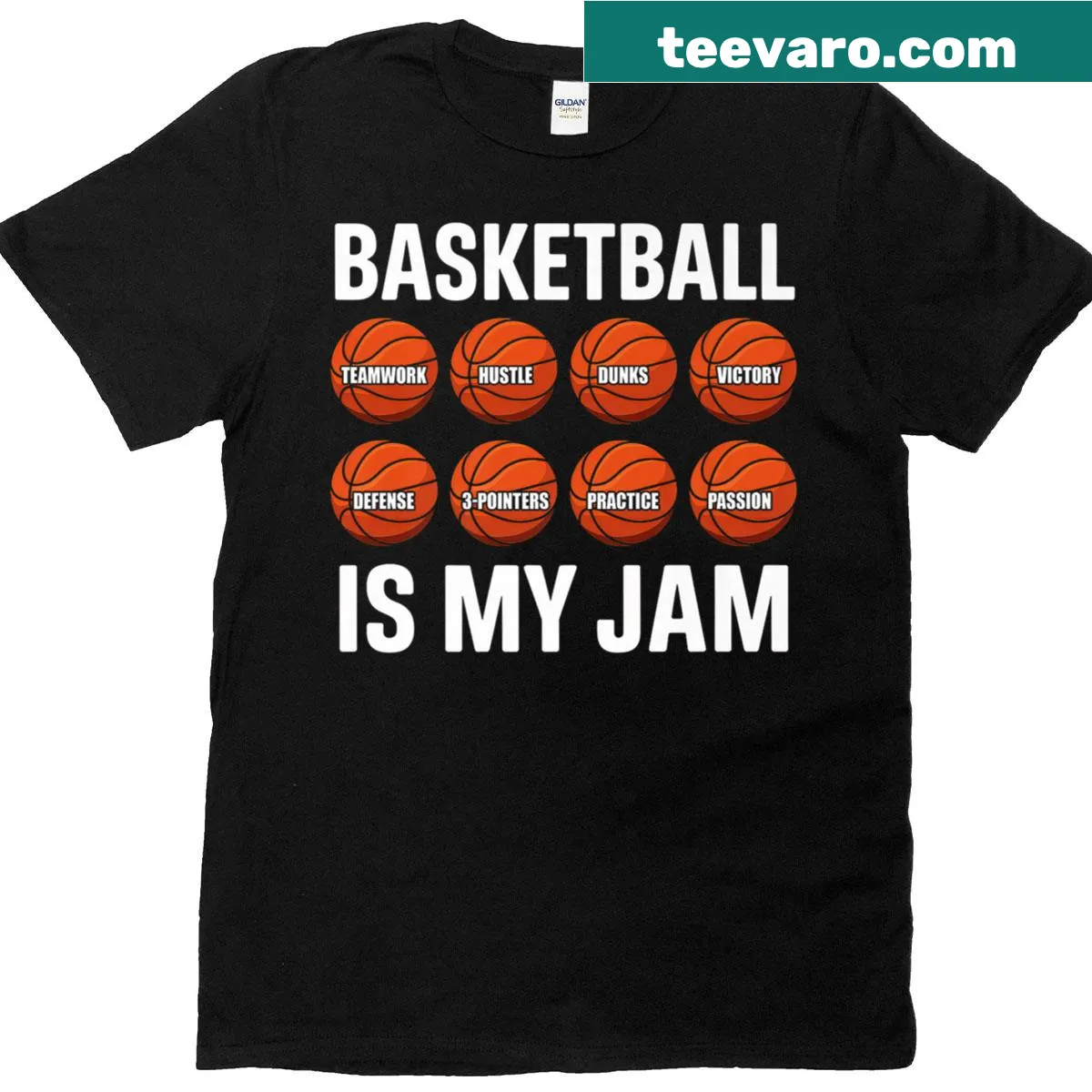 Slam dunk illustration on basketball-themed t-shirt for teens — on a men's t-shirt