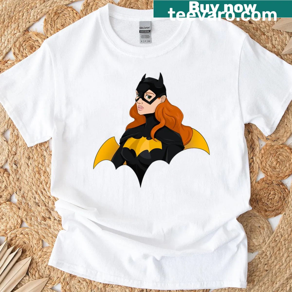 Illustration of Batgirl in her original outfit on a retro-themed T-shirt. — on a men's t-shirt