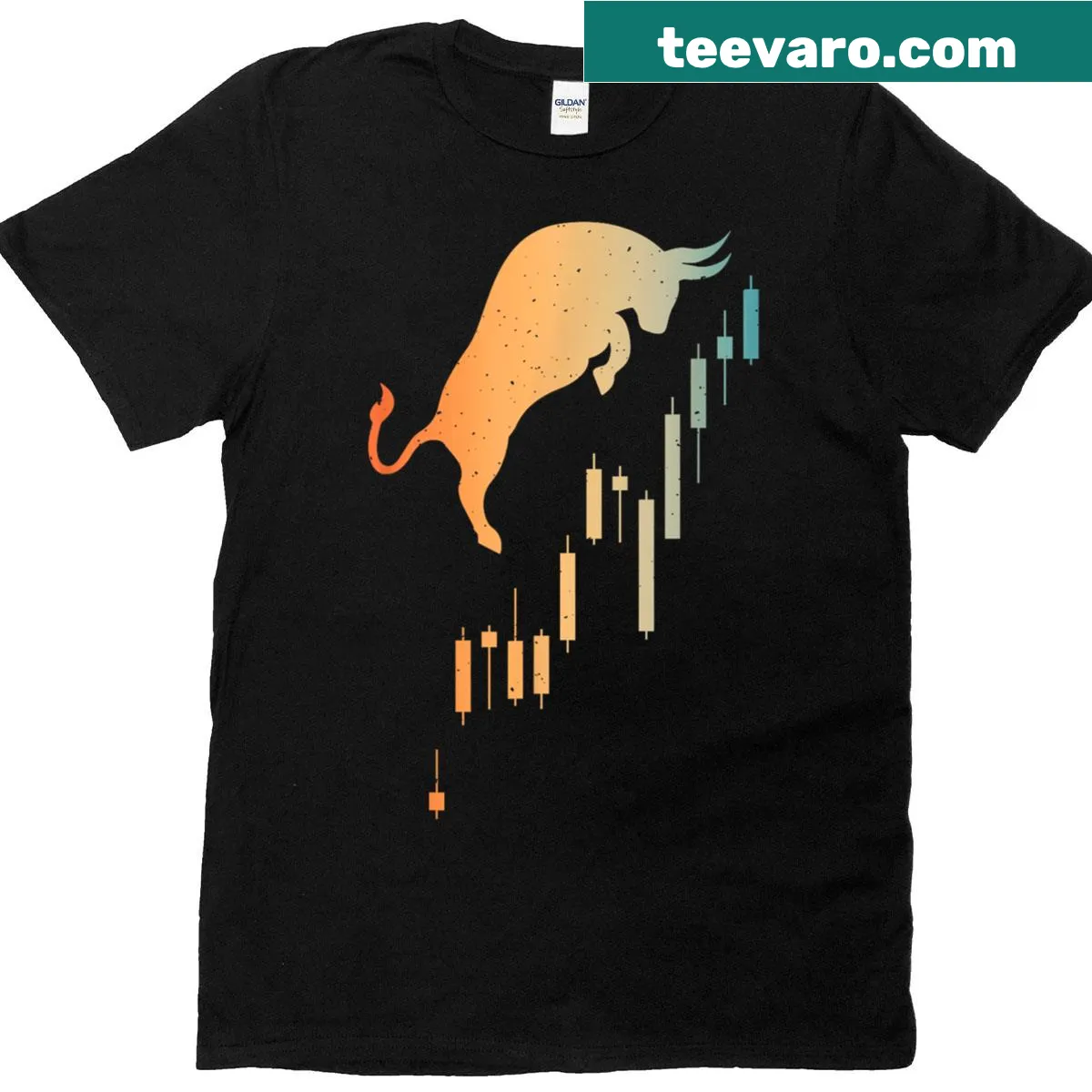 Stock market-themed t-shirt designed for stock brokers and traders — on a men's t-shirt