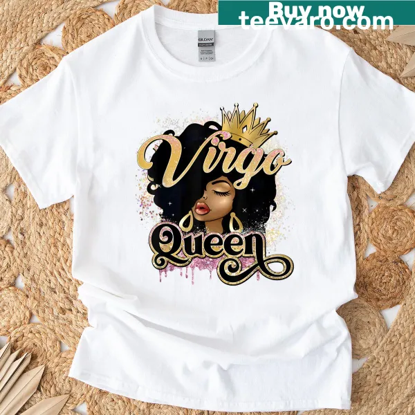 T-shirt celebrating birthday melanin Virgo queens with Afro hairstyle
