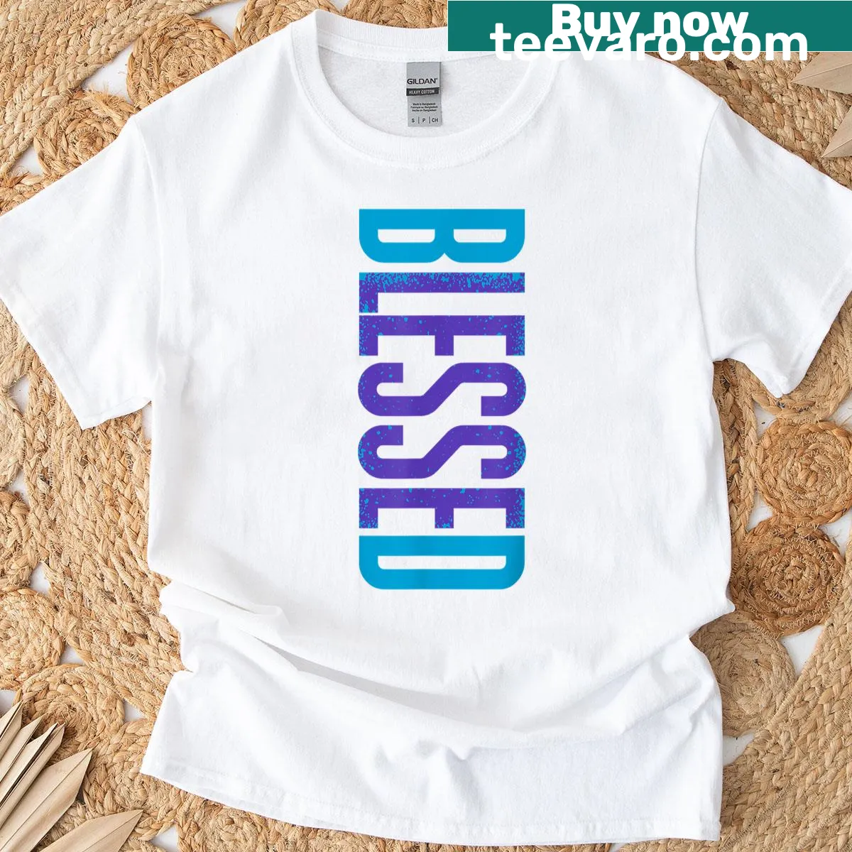 T-shirt with a heartfelt 'Blessed' typographic design — on a men's t-shirt