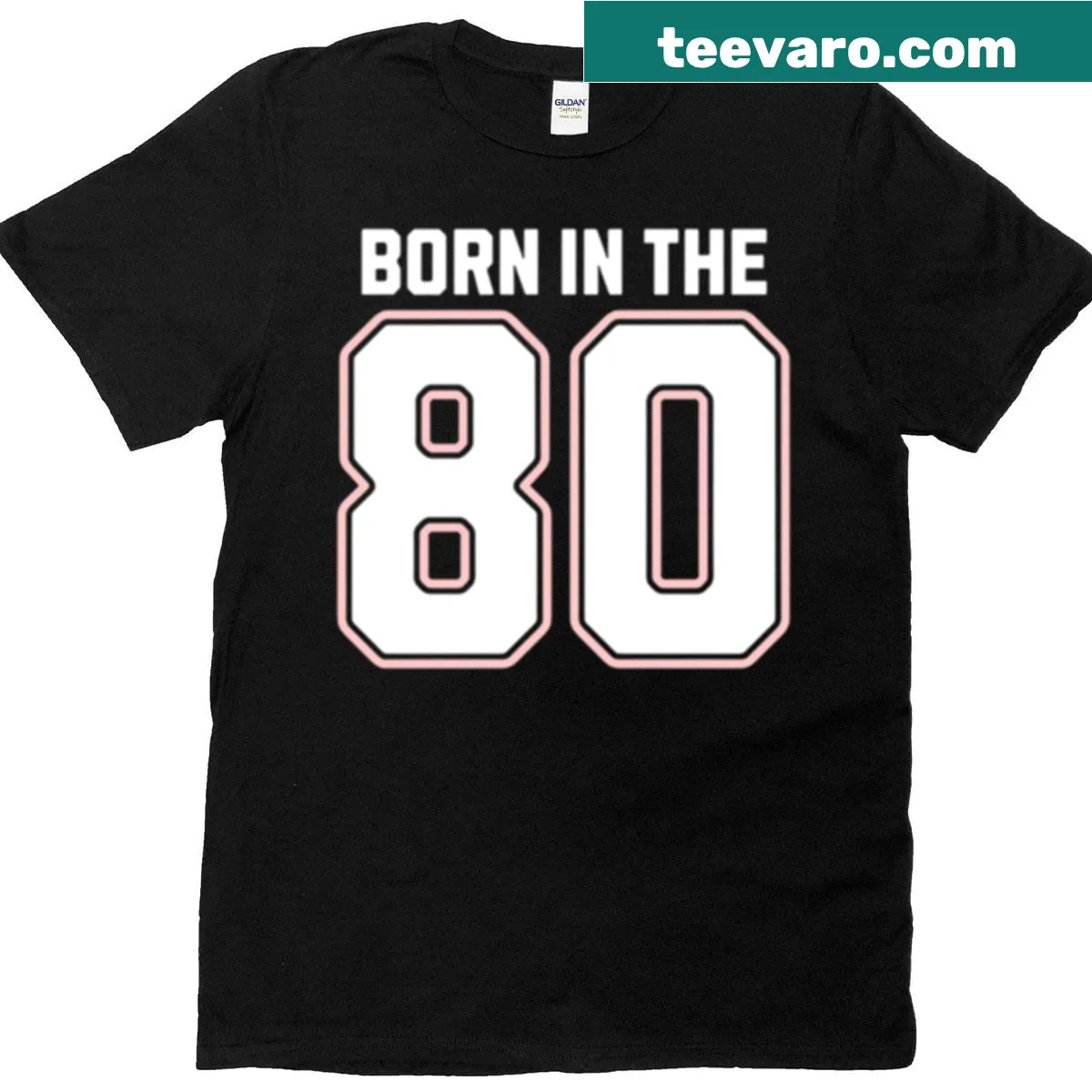 Retro typography t-shirt proclaiming 'Born In The 80' — on a men's t-shirt