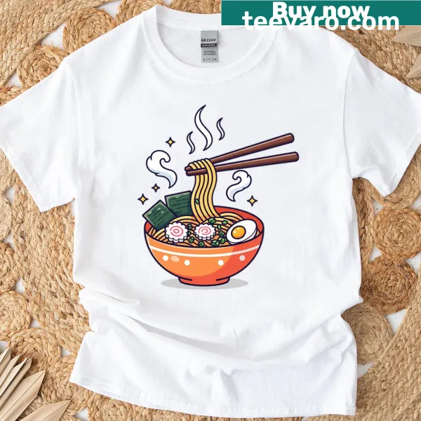 Illustrated Bowl Of Ramen t-shirt featuring a steaming bowl of noodles.
