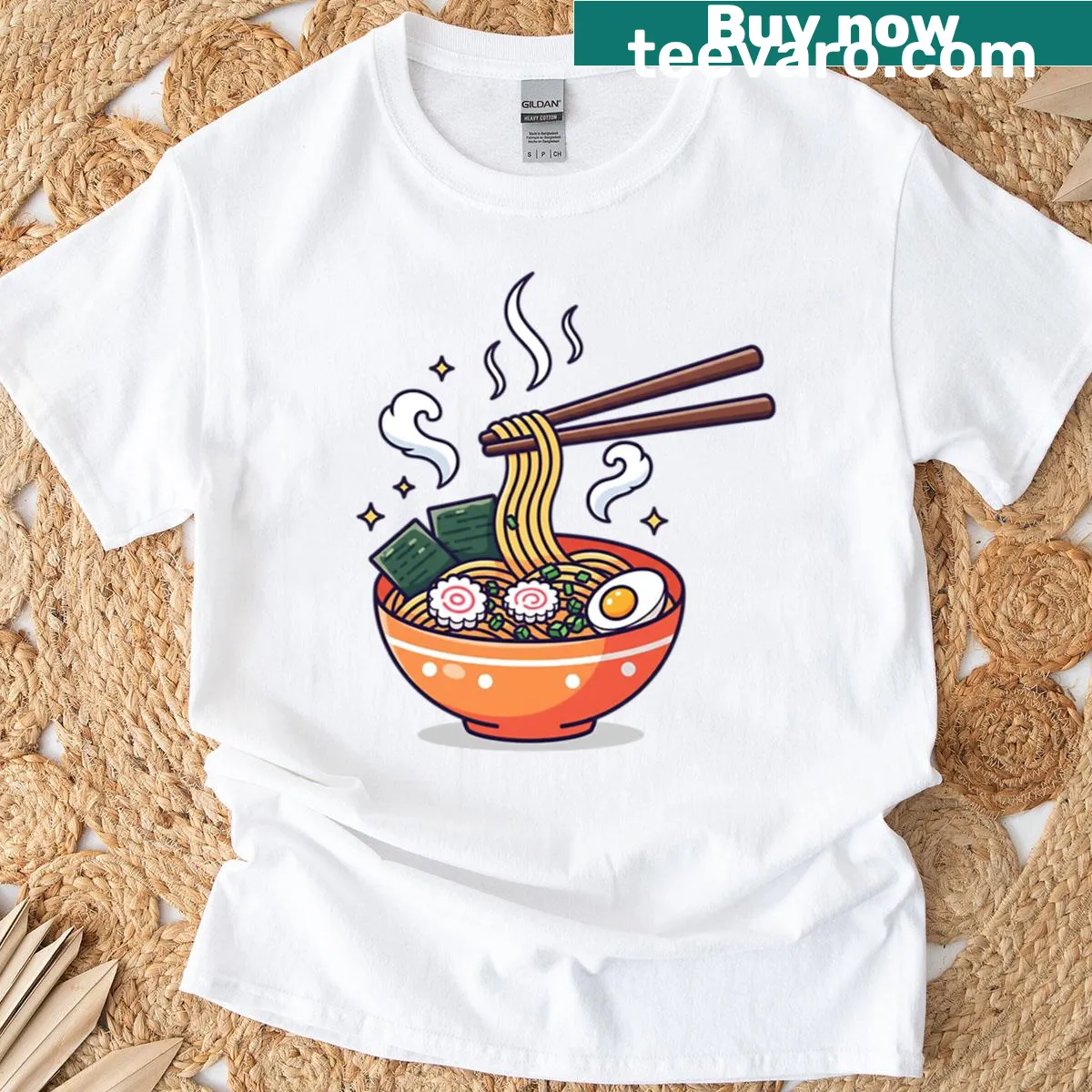 Illustrated Bowl Of Ramen t-shirt featuring a steaming bowl of noodles. — on a men's t-shirt