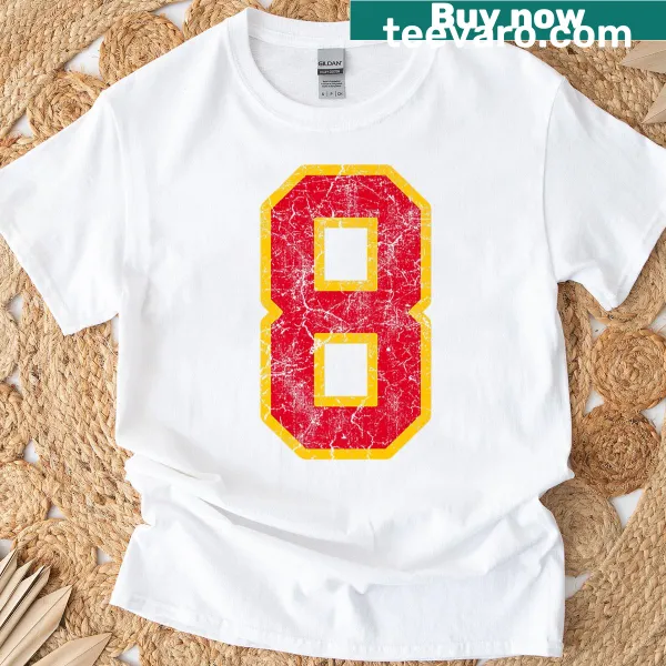 Vintage-style T-shirt with number 8 jersey design