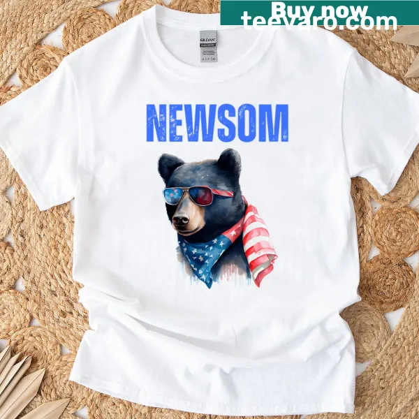 California Bear with Newson for Presidential Candidate 2028 on t-shirt.