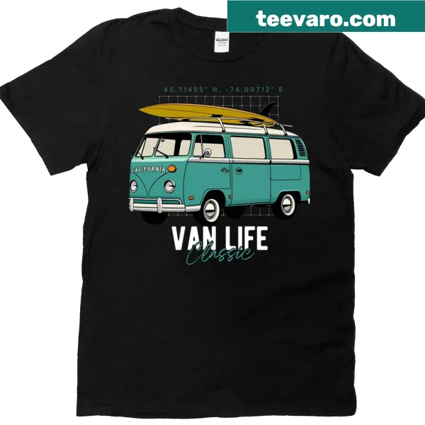 Retro van life graphic capturing Californian adventures