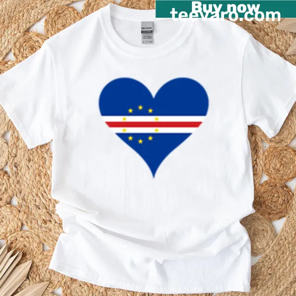 Cape Verde heart flag design t-shirt for cultural pride.