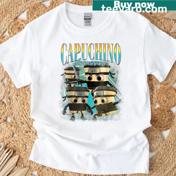 Funny graphic of 'Cappuccino Assassino' in playful typography