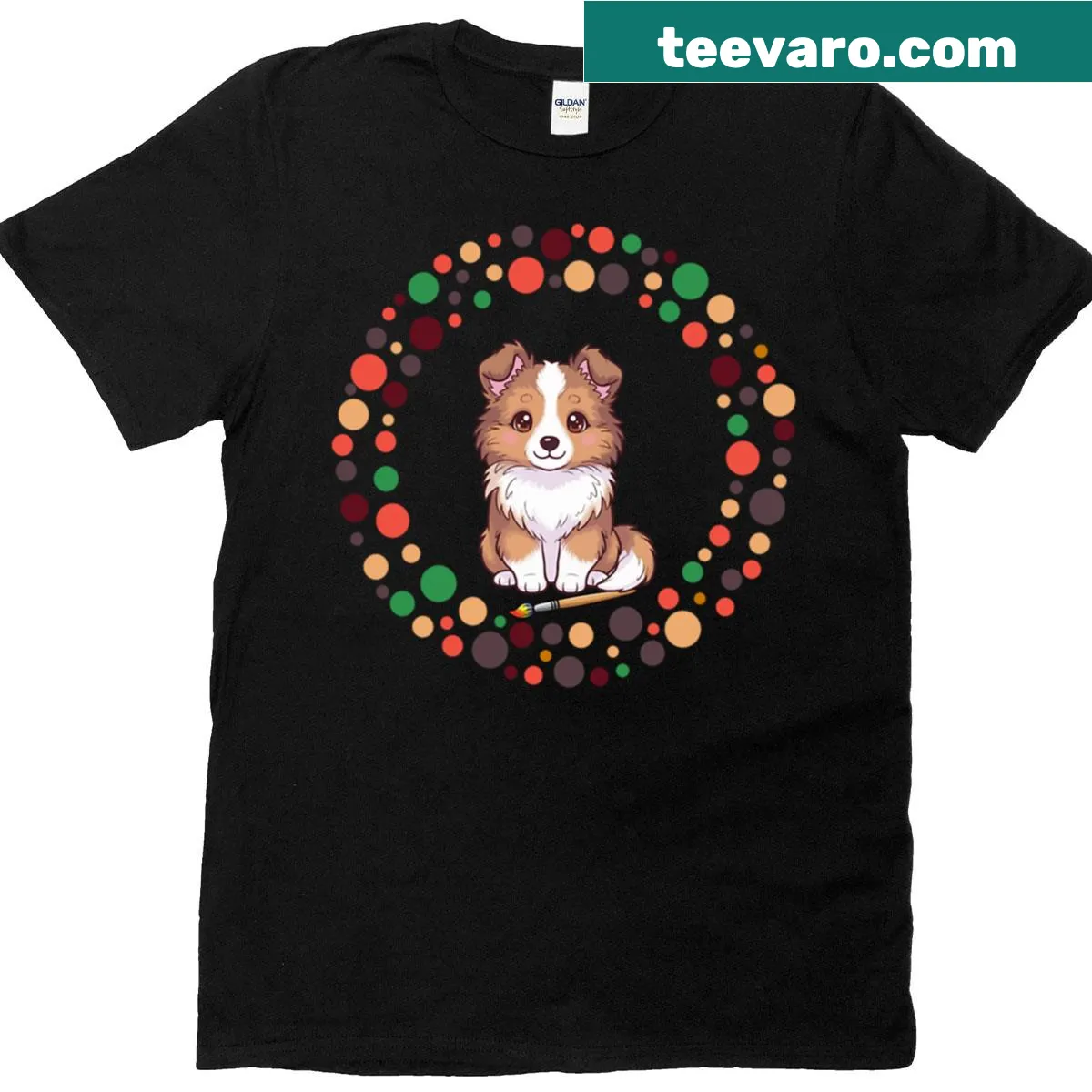 Heartwarming Shetland Sheepdog graphic celebrating Dot Day — on a men's t-shirt