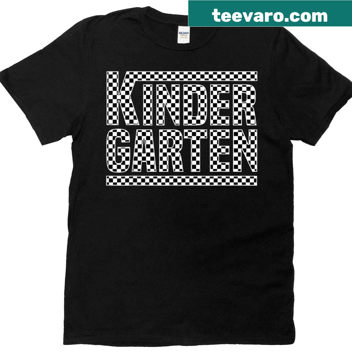 Illustrated checkered T-shirt for kindergarten students — on a men's t-shirt