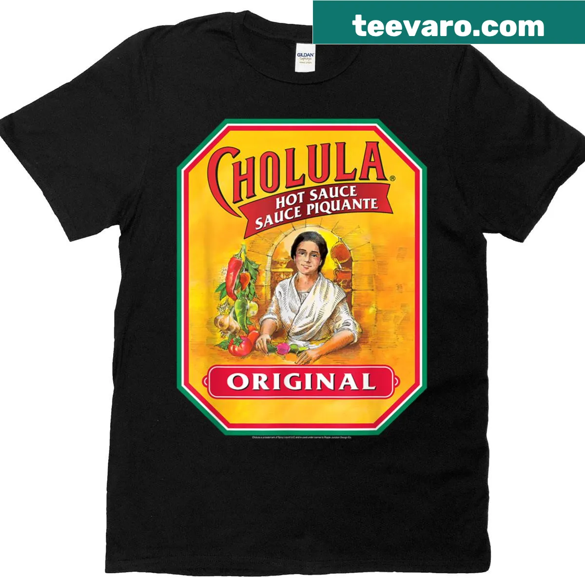 Clever illustration of a hot sauce bottle for food lovers — on a men's t-shirt