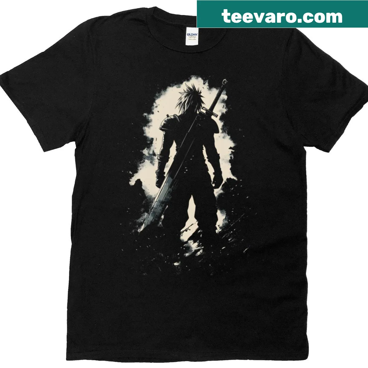 Shirt featuring a bold graphic of Cloud Strife from Final Fantasy — on a men's t-shirt