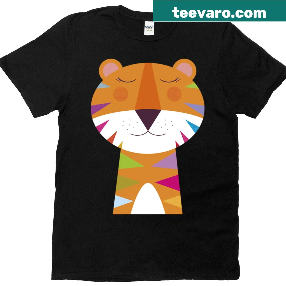 Illustrated T-shirt featuring a playful tiger in a dream setting — on a men's t-shirt