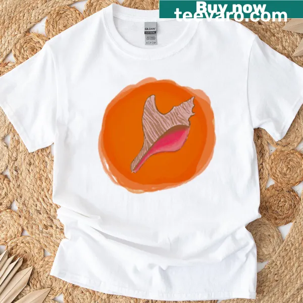 Stylish conch circle graphic on a t-shirt