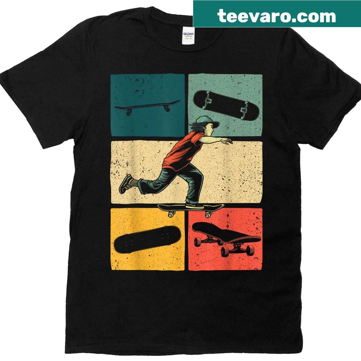 Artistic skateboarder graphic on a T-shirt — on a men's t-shirt