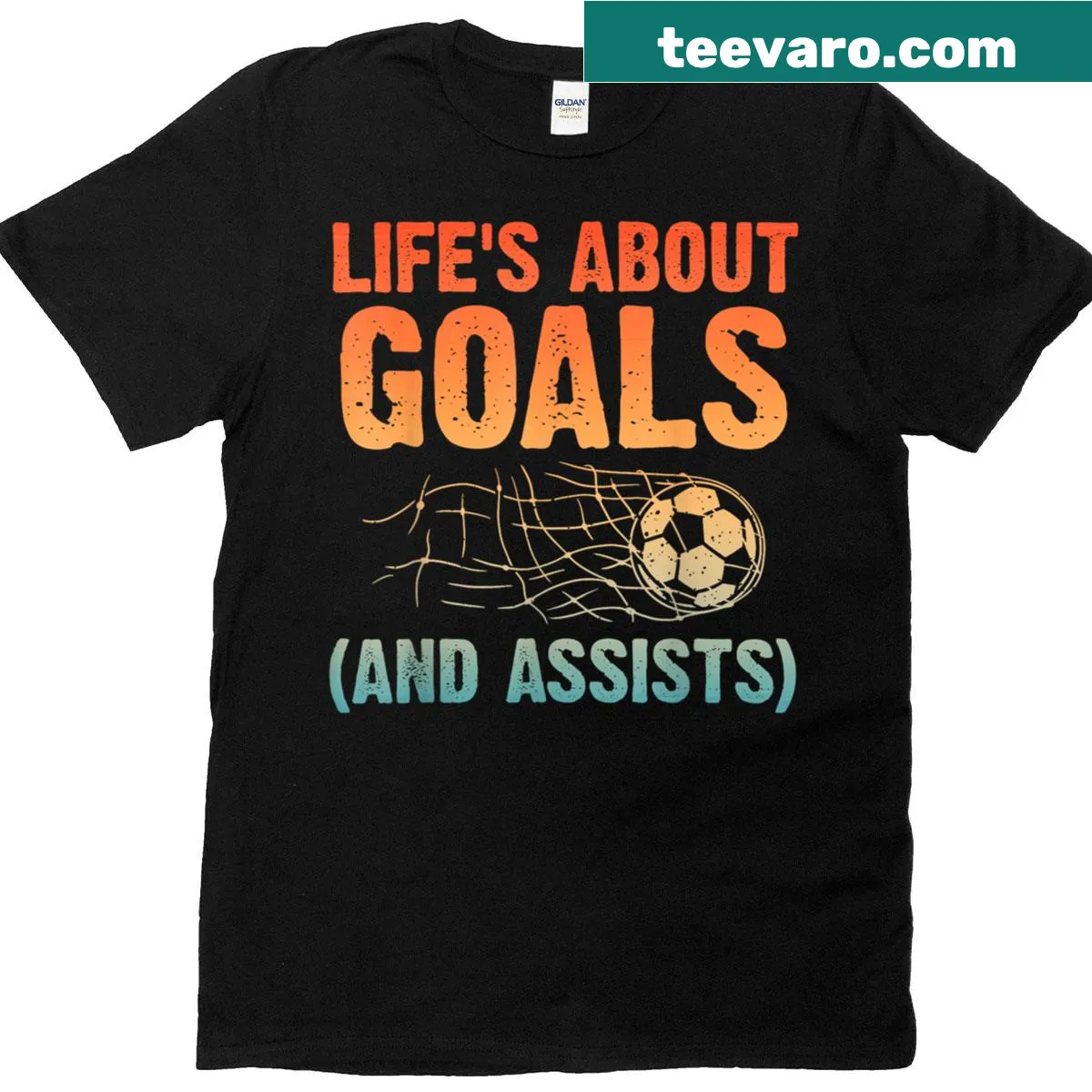 Illustrative soccer art on a T-shirt for soccer lovers — on a men's t-shirt