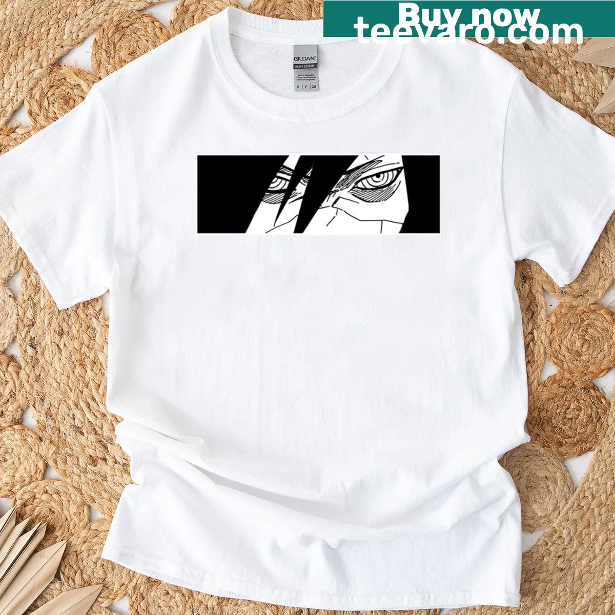 Stylized graphic featuring the character Konan on a casual t-shirt — on a men's t-shirt