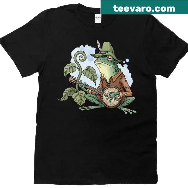 Funny cartoon frog T-shirt inspired by goblincore aesthetics