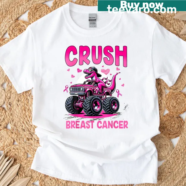Monster truck illustration promoting breast cancer awareness for kids