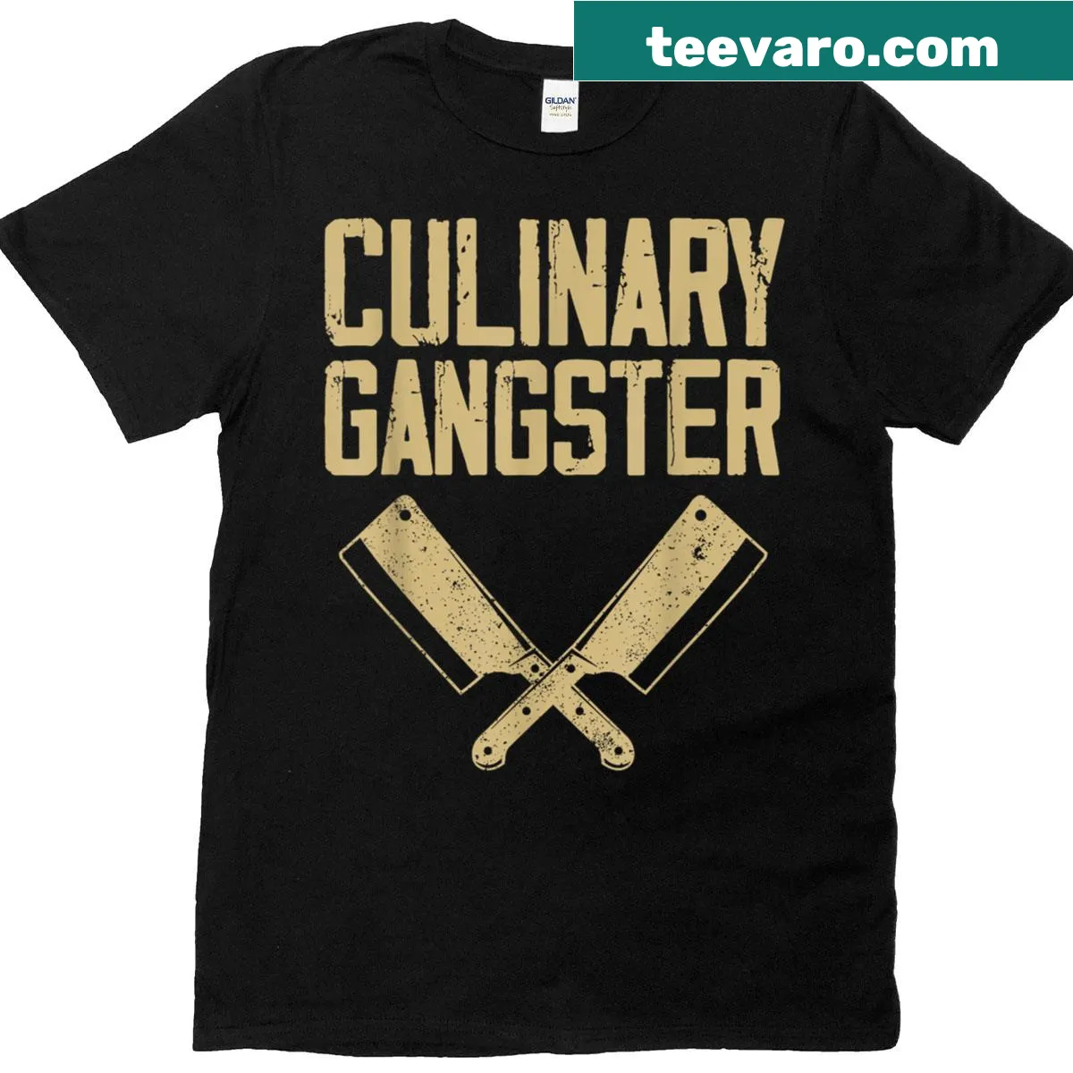 Culinary-themed T-shirt featuring kitchen tools and ingredients — on a men's t-shirt