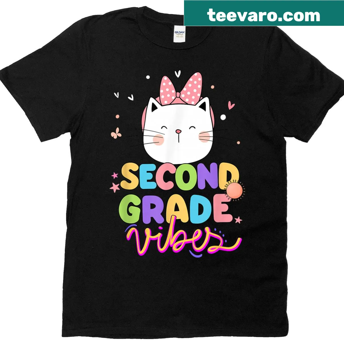 Cute 2nd Grade T-shirt featuring a cat and kitten illustration for kids — on a men's t-shirt