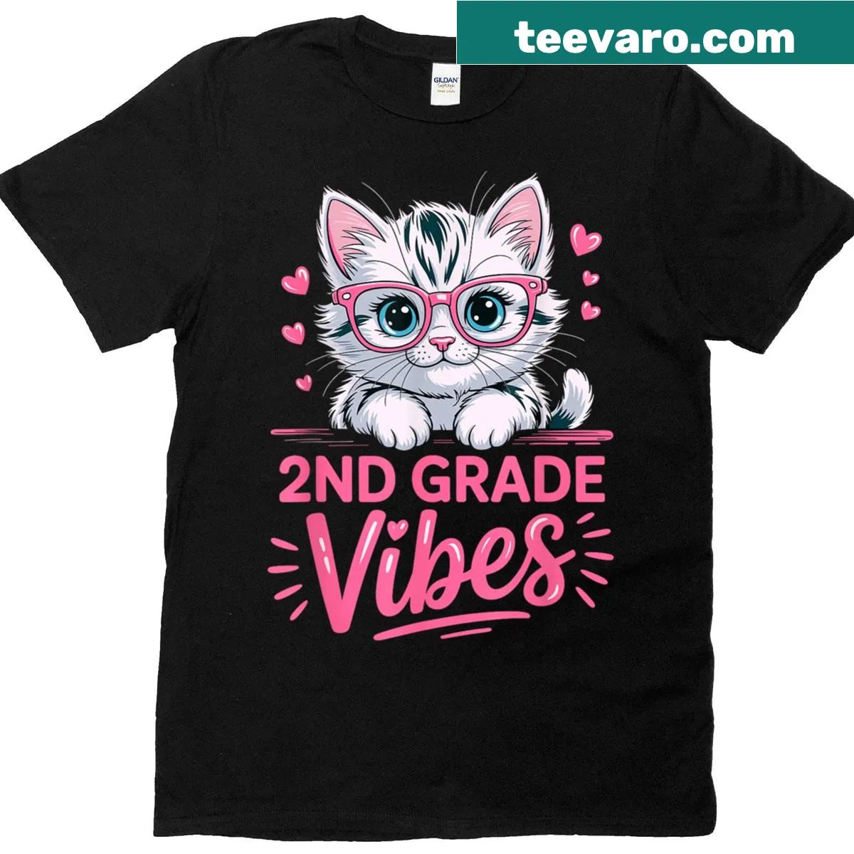 Cute cat-themed back-to-school t-shirt for girls — on a men's t-shirt