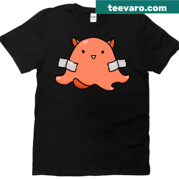 Cute orange octopus illustration on a T-shirt