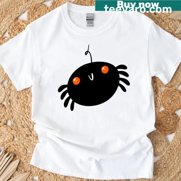 Cute cartoon spider on a Halloween-themed t-shirt