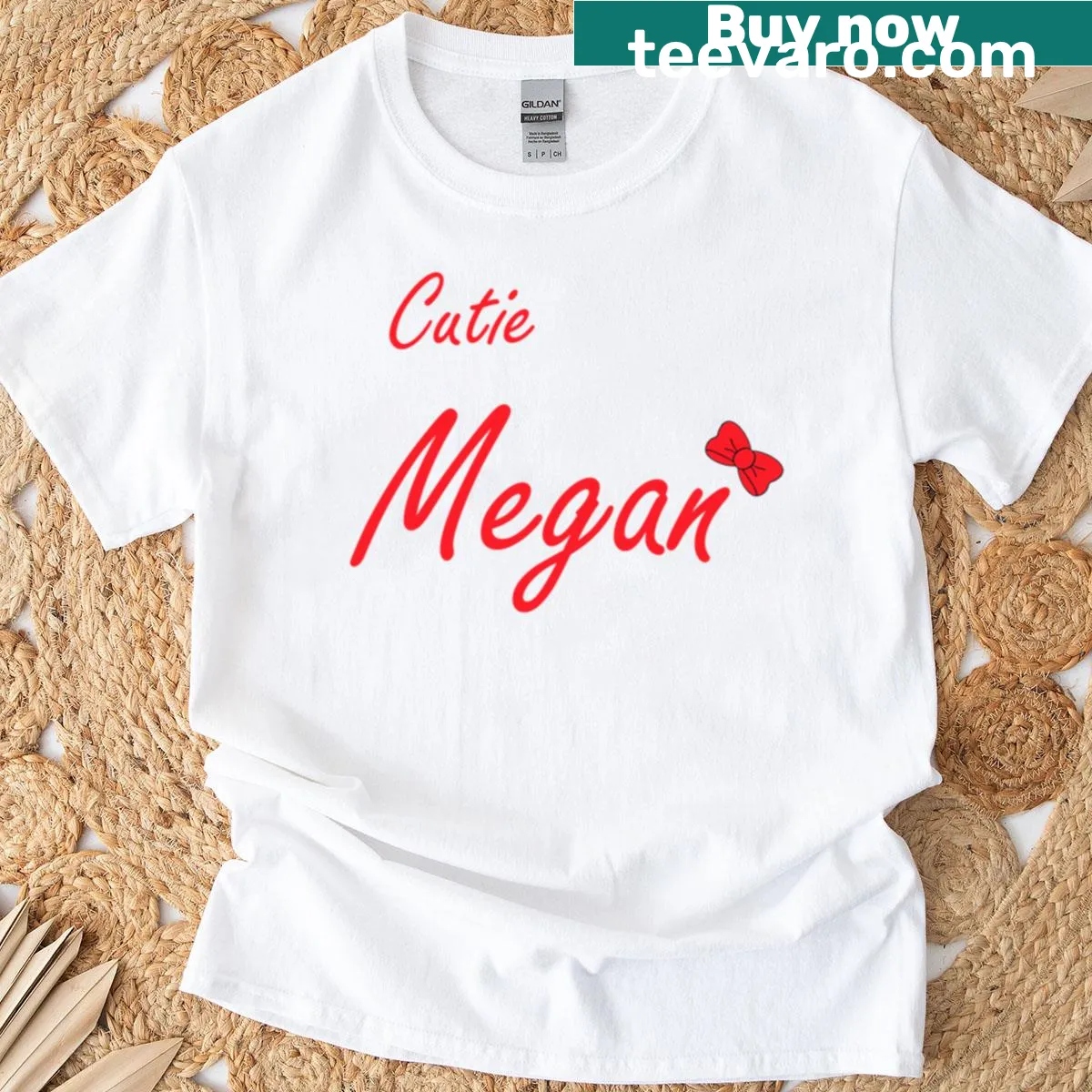 Cute typography design featuring the name Cutie Megan — on a men's t-shirt