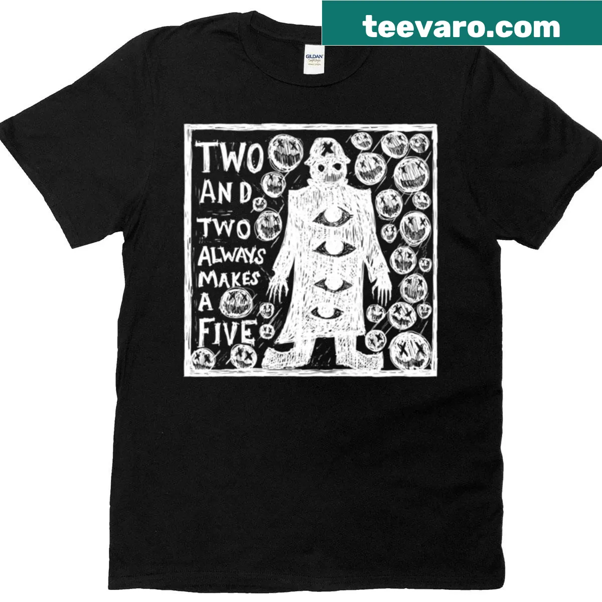 Illustrated lyrics design on an inverted t-shirt — on a men's t-shirt