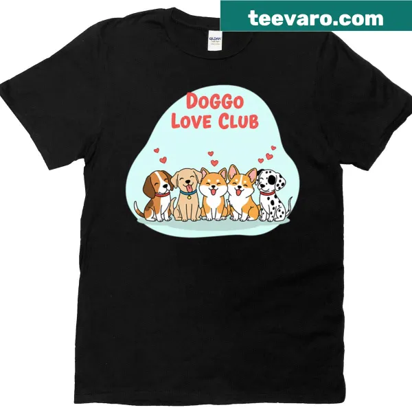 Cute cartoon puppies with hearts design on a shirt
