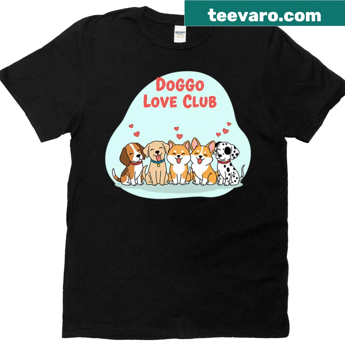 Cute cartoon puppies with hearts design on a shirt — on a men's t-shirt