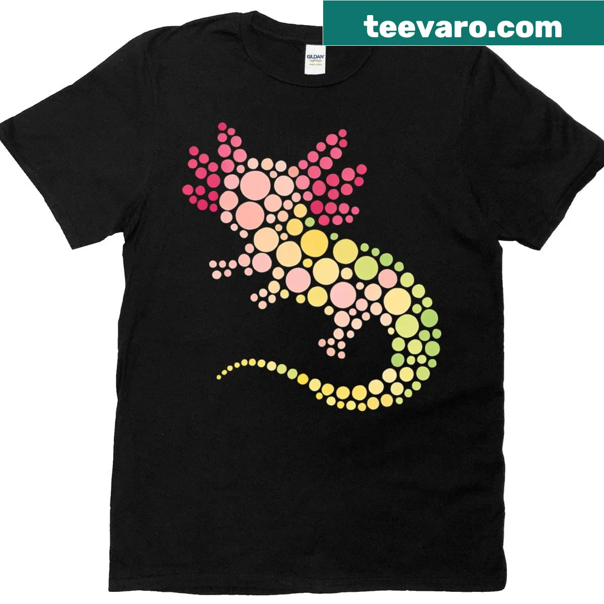 Axolotl and polka dots graphic t-shirt for kids — on a men's t-shirt