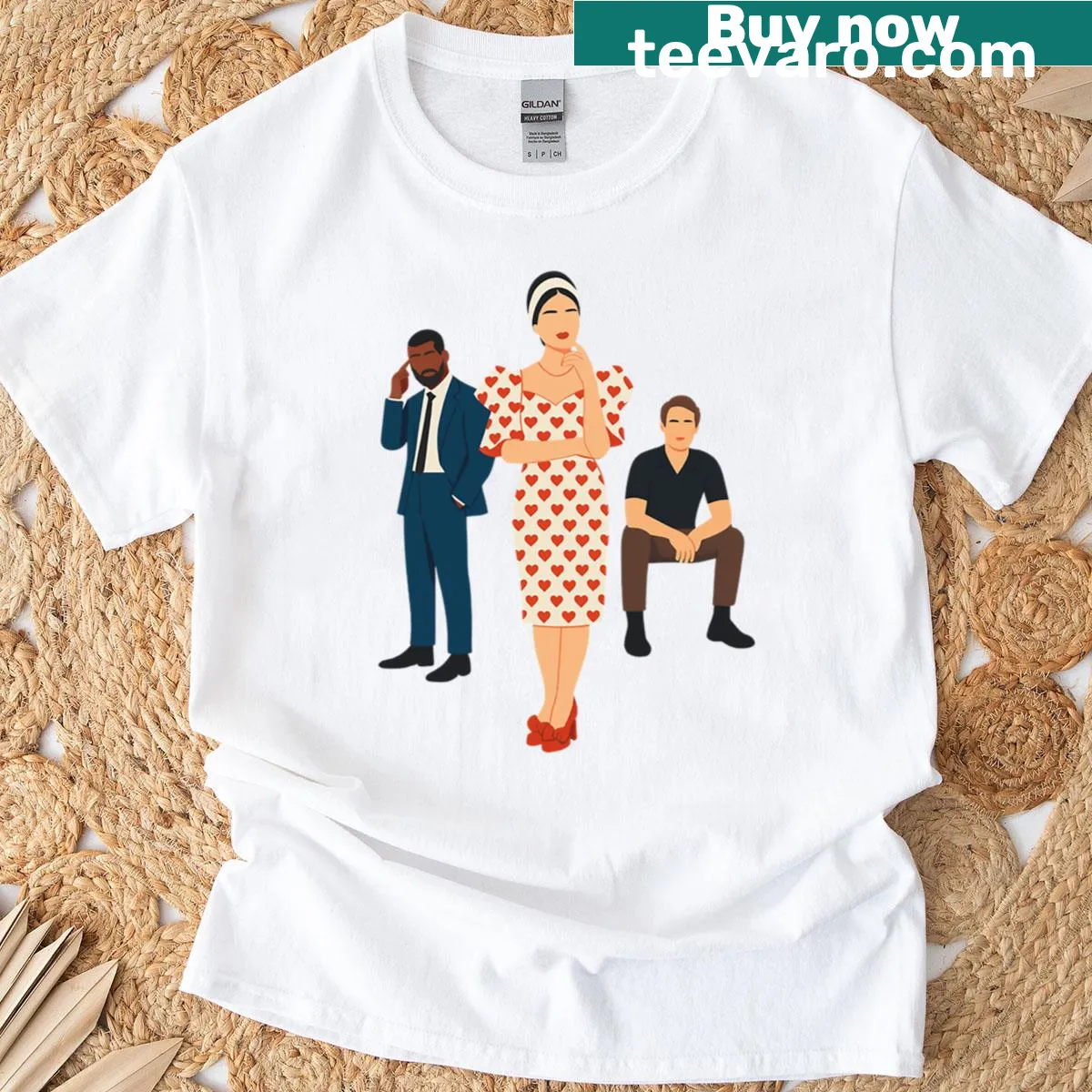 Illustrated T-shirt featuring Alfie and Gabriel from Emily In Paris — on a men's t-shirt