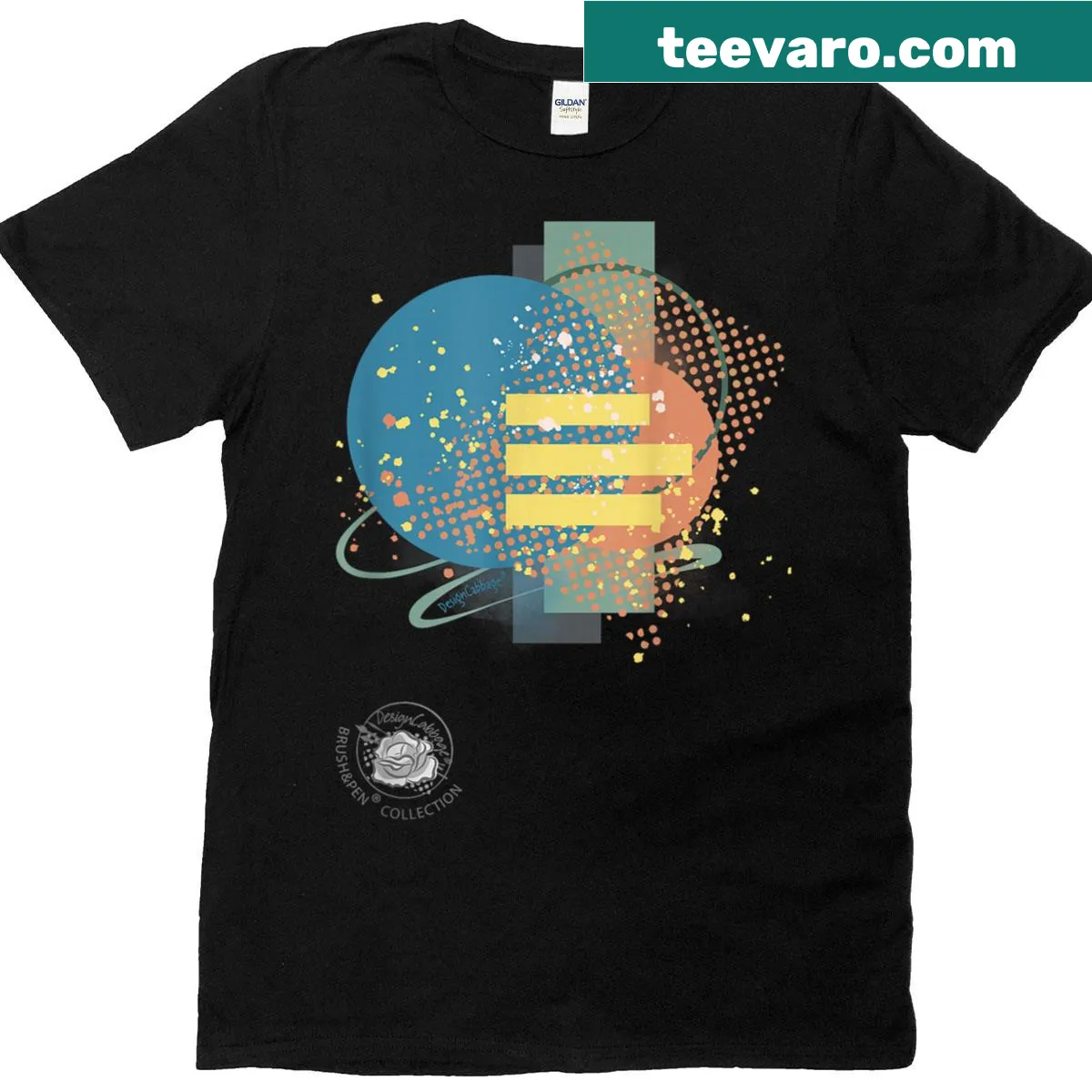 Abstract representation of Earth and Mars on a creative T-shirt — on a men's t-shirt