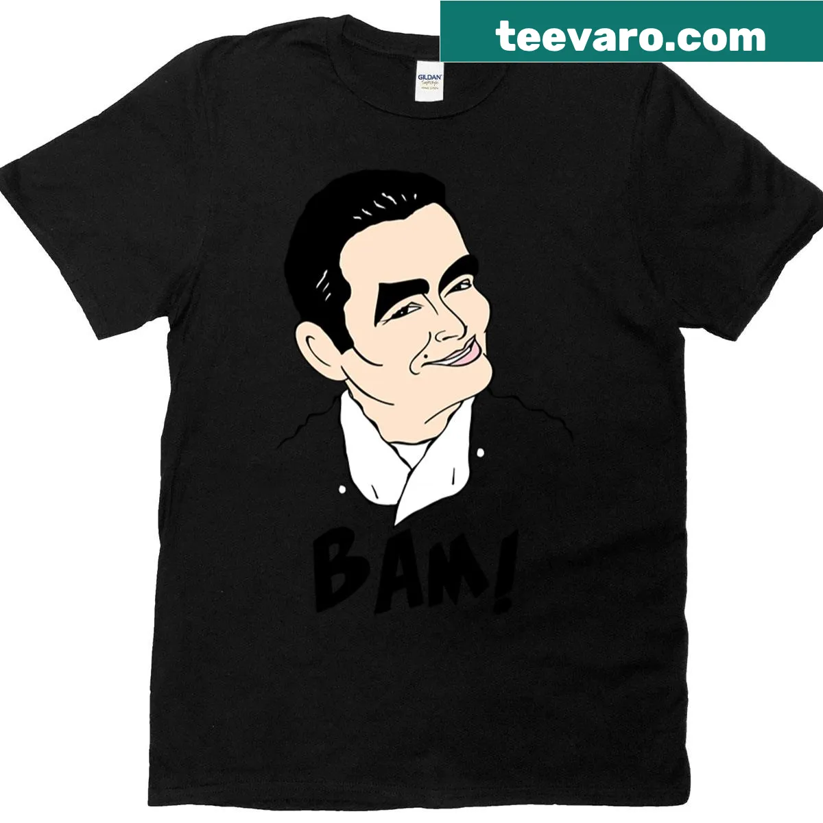 Fan art t-shirt featuring hand-lettered design celebrating Emeril Laggasse — on a men's t-shirt
