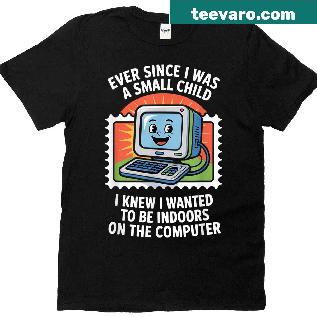 Nostalgic T-shirt with a humorous computer-related slogan — on a men's t-shirt