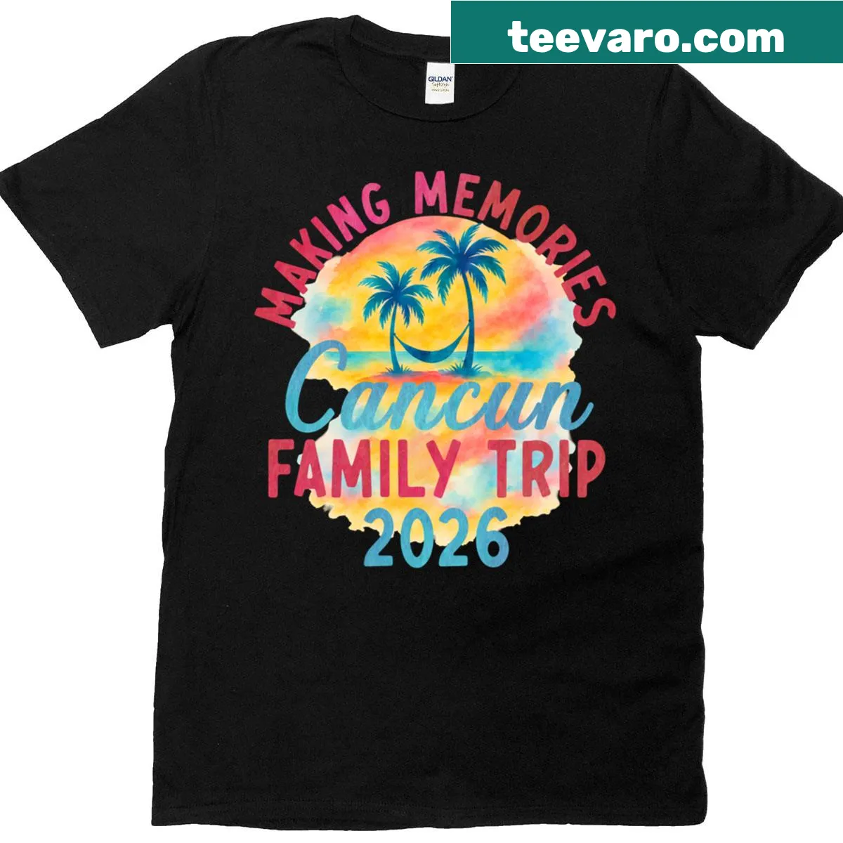 Matching family vacation T-shirt for Cancun 2026 — on a men's t-shirt