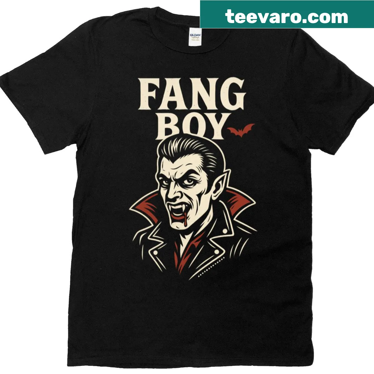Retro vampire graphic on a T-shirt — on a men's t-shirt