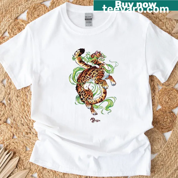Whimsical illustration of a Cerval on a shirt